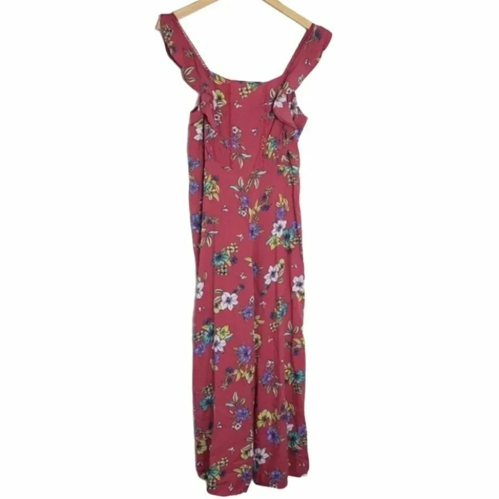 a.n.a. M pink floral jumpsuit romper